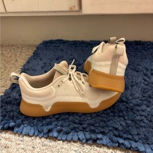 Women's Athletic Shoes in Cream and Tan